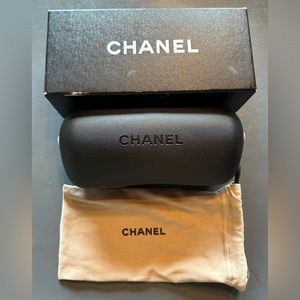 Authentic Chanel sunglasses CASE with suede bag & original box